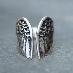 Cluster Rings 2022 Fashion Jewelry Silver Color Feather Wing For Men/Women Accessories Wedding Engagement Band Open Adjust Finger