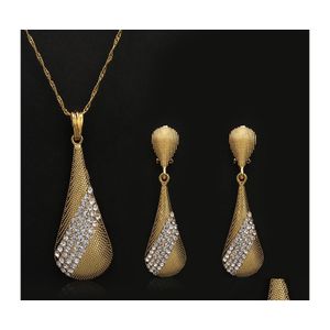 Earrings Necklace Fashion Dubai Jewelry Sets For Women Crystal Water Drop Pendant Statement Bridal Wedding Party Gift Delivery Dhuzx