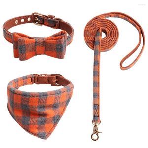 Dog Apparel 3Pcs/Set Practical Collar Leash Medium Large Lead Rope Set Decorative Pet High Elasticity For Walking