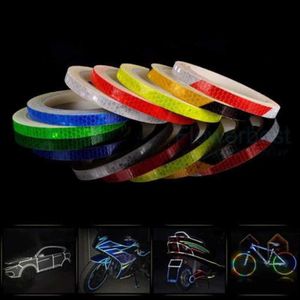 6 cores 8m Luminous Warning Fita Wheel Reflexive Sticker Rim Bike Reflector Fluorescente para decalque de carro