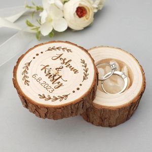 Dekoracja imprezy spersonalizowane pudełko na obrączkę rustykalny drewno drewniany kwiat wewnątrz nośnika