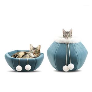 Cat Beds Furniture Bed House Hair Ball Soft Foldable Dog Kennel Cave Winter Warm Slee Bag Portable Cushion Basket For Dogs Supplie Dhrdk