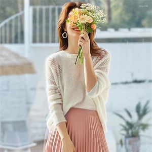 Kadın Sweaters Kadınların Gevşek Korunma Tiftik Süvari Üstleri Bahar Sonbahar Kore moda oyuk yarasa kollu örgü gömlek Kadın Giysileri