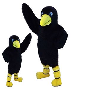 Costume della mascotte dell'uccello nero della pelliccia lunga Corvo Abbigliamento del partito del fumetto Vestito operato Personaggio Carnevale Halloween Xmas Parade Suit