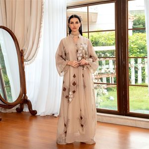 Этническая одежда sequnins jalabiya для женщин элегантные платья плюс размер абая -сетчатая сетка мусульманская хиджаб платье Дубай арабское исламское ид Партия