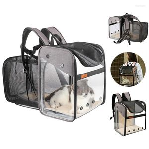 Katzenträger, skalierbarer Rucksack, transparent, für Welpen, Hunde, Outdoor-Reisetasche, erweiterbare Haustiertransport-Transit-Rucksäcke, faltbarer Träger