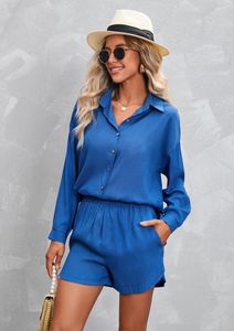 Kvinnors spårdräkter Dgirl Kvinnor Två stycken Set Shorts Summer Long Sleid Casual Suit