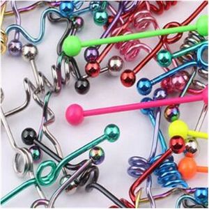 Tongue Rings Bar T01 20Pcs Mix Style Color Acciaio inossidabile Industrial Barbell Ring Body Piercing Jewelry Zvzna 588 T2 Drop De Dhgarden Dh2Ja