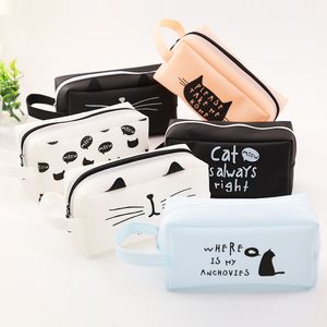 Cartoon Pencil Bags Large Capacity School Leather Pen Box Cute Creative Cat Cases Bag Office Stationary Supplies