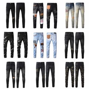 Herren Jeans Designer Delessed Ripped Skinny Cowboy Pant Jeans Rock Revival Hosen gerade schlanker elastischer Denim Fit Moto Hosen Trendy Streetwear
