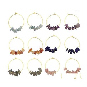 Hoop Huggie Earrings Tumbled Stone Irregar Chips Drop For Women Healing Crystal Dangle With Leverback Hook Delivery Jewelry Dhe3U