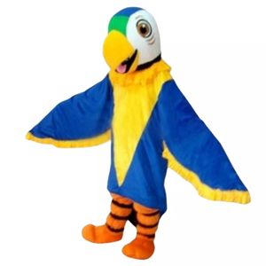 Costume da mascotte dei cartoni animati di pappagallo Abiti da uccelli aquila rossi e blu Anime Abito da passeggio all'aperto Abiti da parata di Natale di Halloween