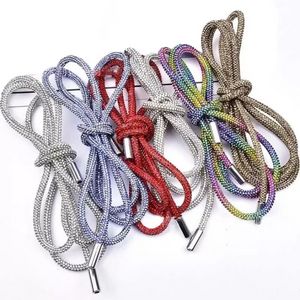 1PC Girl Bling Fashion Round Shoelace Party DIY Strings Luksusowe sznurowanie dhinestone Rainbow Diamond Shoe Tramery Trampki Kororki BB1223