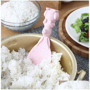 Lepels creatieve tarwe st rijst lepel schattig konijn anti -aanbak threensional schop huishouden plastic nieuwe Chinese stijl beige roze druppel deli dht72