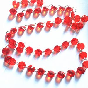Chandelier Crystal Wholesale 10m/lot Red Octagon Beads In 2Holes Diy Garland Strands For Parts Christmas Tree Hanging Decoration