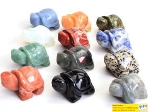 Tortoise Statue Crafts Small Size Home Decor Natural Chakra Stone Carved Crystal Reiki Healing Animal Figurine 1pcs