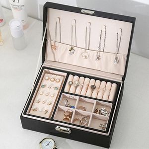 Smyckespåsar Topp säljer färsk och enkel bärbar låda med sminkspegelhalsband örhängen ring multifunktionsmycken förvaring
