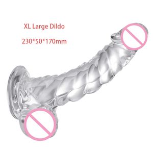 Красотные вещи AAV Clear Realistic DILDO 9-дюймовый G-Spot Monster Dildos с всасывающей чашкой эротической желе-пенис Мужчина Фах