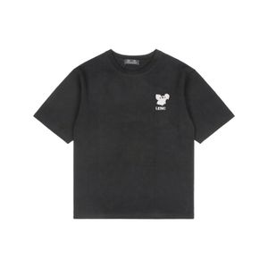 DUYOU Oversize-T-Shirt mit Vintage-Wash-Buchstaben-Koala-Stickerei, 100 % Baumwolle, T-Shirt für Herren, lässig, Basic-T-Shirt, Damen, hochwertige klassische Tops DY8752