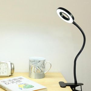 Table Lamps Dimmable LED Desk Lamp Clip Reading USB Power Supply Black Flexible Hose Headboard Study Room Light