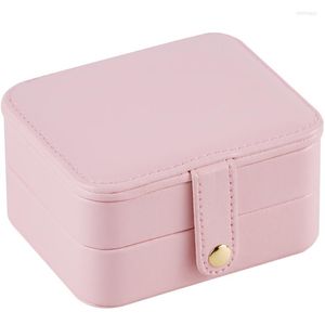 Smyckespåsar 2022 Universal Storage Box Display Travel Portable Button Leather dragkedja