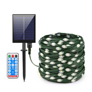 جلد LED LED Solar String Fairy Lights 100m عيد الميلاد أضواء عيد الميلاد مقاومة للماء في الهواء الطلق مصباح شمسي عالي الطاقة لديكور الحديقة