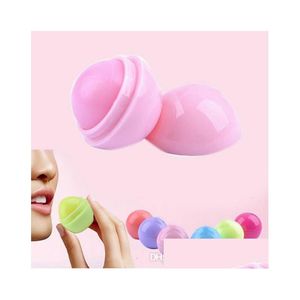 Balsam do ust śliczne okrągłe kulki 3D smak owocowy usta piękno naturalne nawilżające pielęgnacja ust balsamy szminka Drop Delivery zdrowie makijaż Dhoij