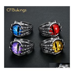 Ringos de cluster cfbongs 316l a￧o inoxid￡vel exclusivo de zirc￣o vermelho drag￣o anel de garra de moda masculino Acess￳rios de joias por atacado entrega dh0gz