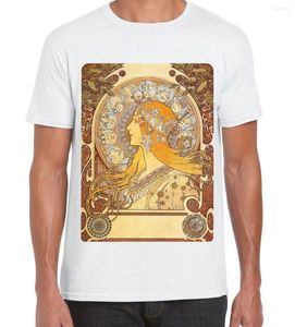 Erkek Tişörtleri Alphonse Mucha Zodyak Art Nouveau Büyük Baskı T-Shirt