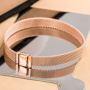 Rose Gold Plated Reflexions Mesh Bracelet Only Fits For European Pandora Reflexions Charms and Beads