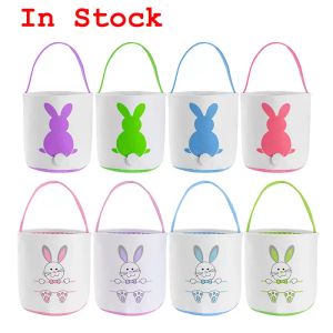 Cesto di Pasqua all'ingrosso Festive Cute Bunny Ear Bucket Creative Candy Gift Bag Easters Rabbit Egg Tote Bags con coda di coniglio 27 stili