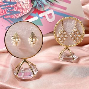 Jewelry Pouches Resin Round Earring Display Holder Stand Stud Organizer Crystal Diamond