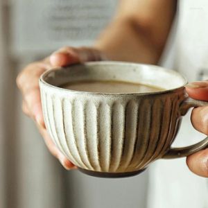 Kupalar retro kaba seramik seramik su çayı fincan içmek çiçek latte büyük ağız kahvaltı tatlısı ev dekor kahve kupa seti