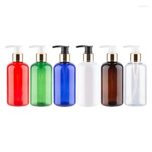 Storage Bottles 220ml X 24 Gold Aluminum Screw Cap Lotion Pump Plastic For Shampoo Toner Shower Gel Fine Cleaning Foam PET Container