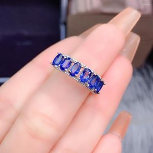 Cluster Rings Sri Lanka Sapphire Ring Emerald Natural Gemstones Jewelry For Women Anniversary Gift Band Real Silver 925