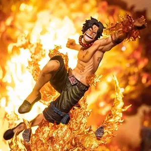 NOVYTY GAMES NOVO Anime One Piece Flame Effect Series Figuras PVC Luffy Sanji Ace est￡tua Ornamento de anivers￡rio Presente para figuras para crian￧as