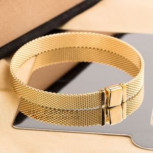 Shine Gold Plated Reflexions Mesh Bracelet Only Fits For European Pandora Reflexions Charms and Beads