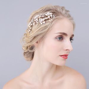 Headpieces O908 Exquisite Wedding Bridal Hairwear Alloy Flower Inlaid Crystal Pearl Hair Comb Brides Bridesmaid Headpiece Women Accessories