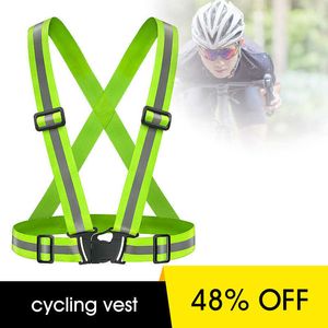 High visibility reflective vest Elastic Strap Reflective Adjustable Night Safety Cycling Vest Running Motorcycle