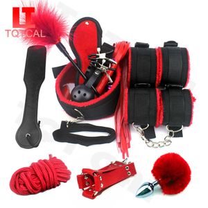 Beauty Items BDSM Bondage Set Nylon Restraint Slave Handcuffs Collar Whip Gag Tail Butt Plug SM sexy Toys For Women Couples Erotic Accessories