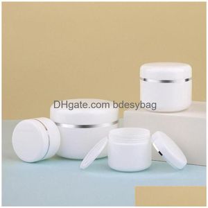 Bottiglie di imballaggio 20G 30G 50G 100G 150G 200G 250G Vuoto Ricaricabile Viaggio Cosmetico Plastica Bianco Campione Trucco Crema per il viso Goccia di stoccaggio Dh9Sd