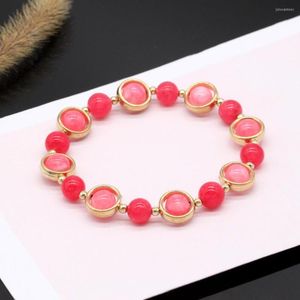 Link Bracelets 8 mm Stone Beaded Bransoletka dla kobiet elastyczna energia pulsera homme biżuteria urok Gem GB002