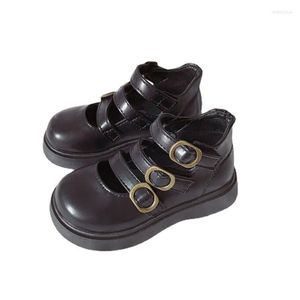 Sapatos lisos Cozulma crianças couro bebê meninas princesa romana crianças estilo britânico versátil escola criança sapato macio 26-38