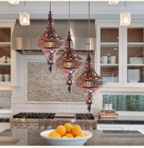 Anhängerlampen Nordische LED -Kristall moderne Kronleuchter Decken Kücheninsel Marokkanische Dekor