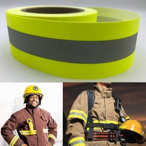 Fluorescent Yellow Flame Fire Retardant Reflective Fabric Warning Tape Sew On Clothes