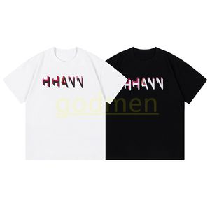 Men Womens Summer T Shirt Mens Fashion Color Cut Letter Print Tees Couples Streetwear Clothing Size XS-L