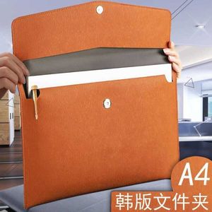 Business A4 Leather File Filder Document Paper Bag Multi-Function Desk Organizer Storage Case Stationery Office Accessories