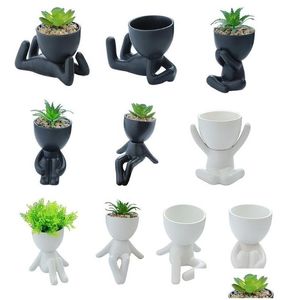 Fioriere Vasi Cute Cartoon Humanoid Succent Planter Vaso per piante in ceramica per la decorazione del desktop Talee di fiori Home Office Garden Dr Dhhxq