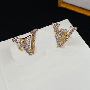 Stud earrings designer for woman brand fashion studded rhinestone luxury earring aretes with texture and Stereoscopic wedding party gift jewelry with box bridal