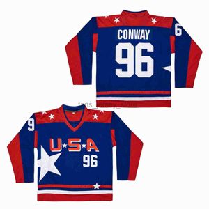 Wersja filmowa Kanada Charlie Conway 96 Drużyna USA koszulki hokejowe zszyte koszulki
